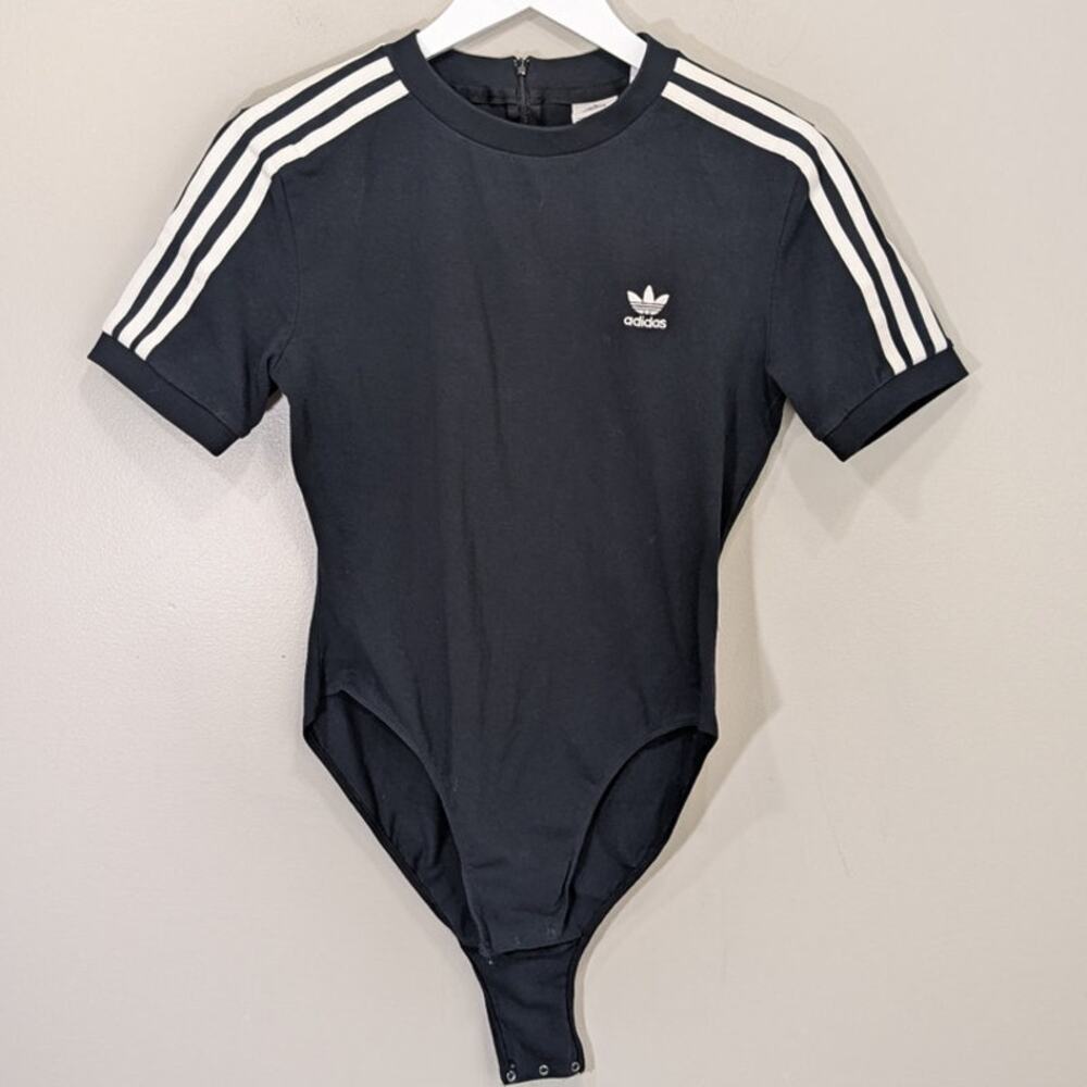 Adidas Bodysuit Black Athletic Athleisure Street Chic 90's y2k Retro Vibes Sz S